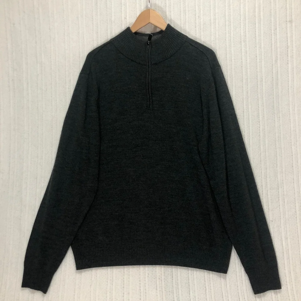 Tricots Raphael Quarter Zip Pullover Sweater Mock Neck Gray‎ XXL